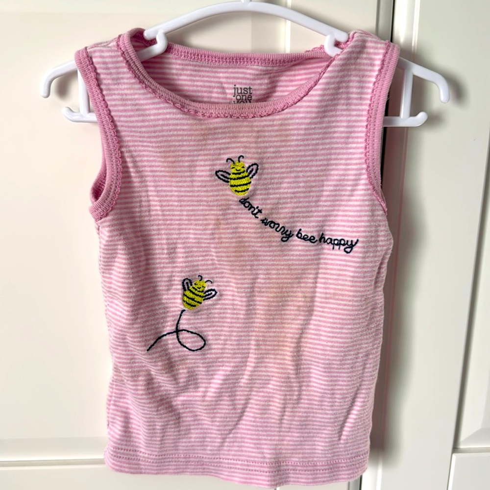 Bee Pink Stripe Kids Tank 18M